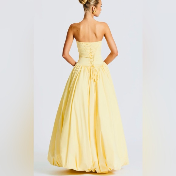 YELLOW LONG Elegant Strapless Evening Gown - Picture 15 of 16